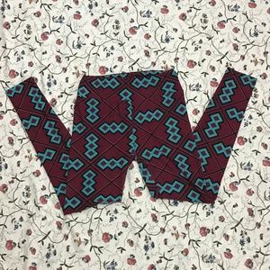 lularoe teal and maroon leggings - os